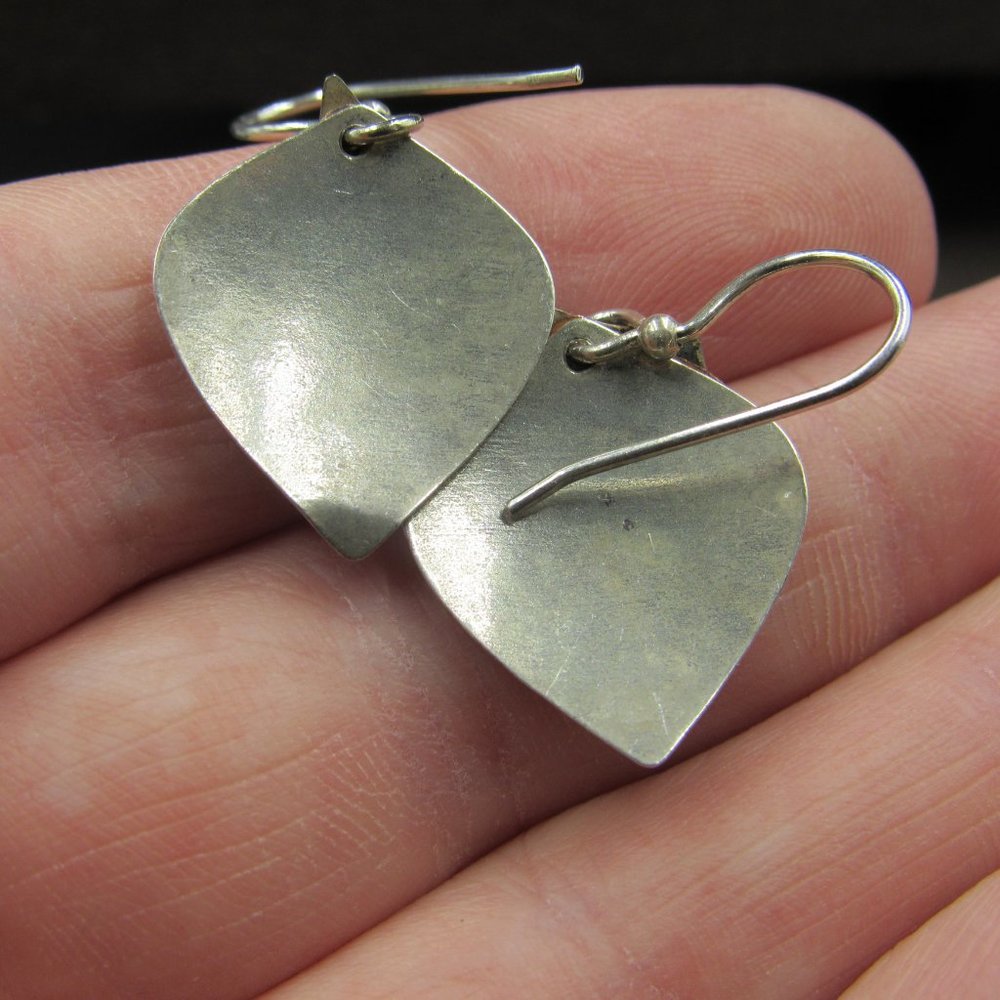 Sterling Silver Triple Shape Rustic Pattern Earri… - image 4